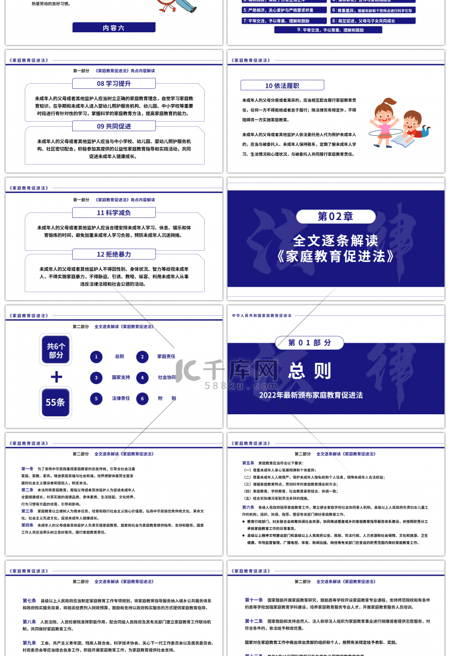 简约大气家庭教育促进法解读PPT模板