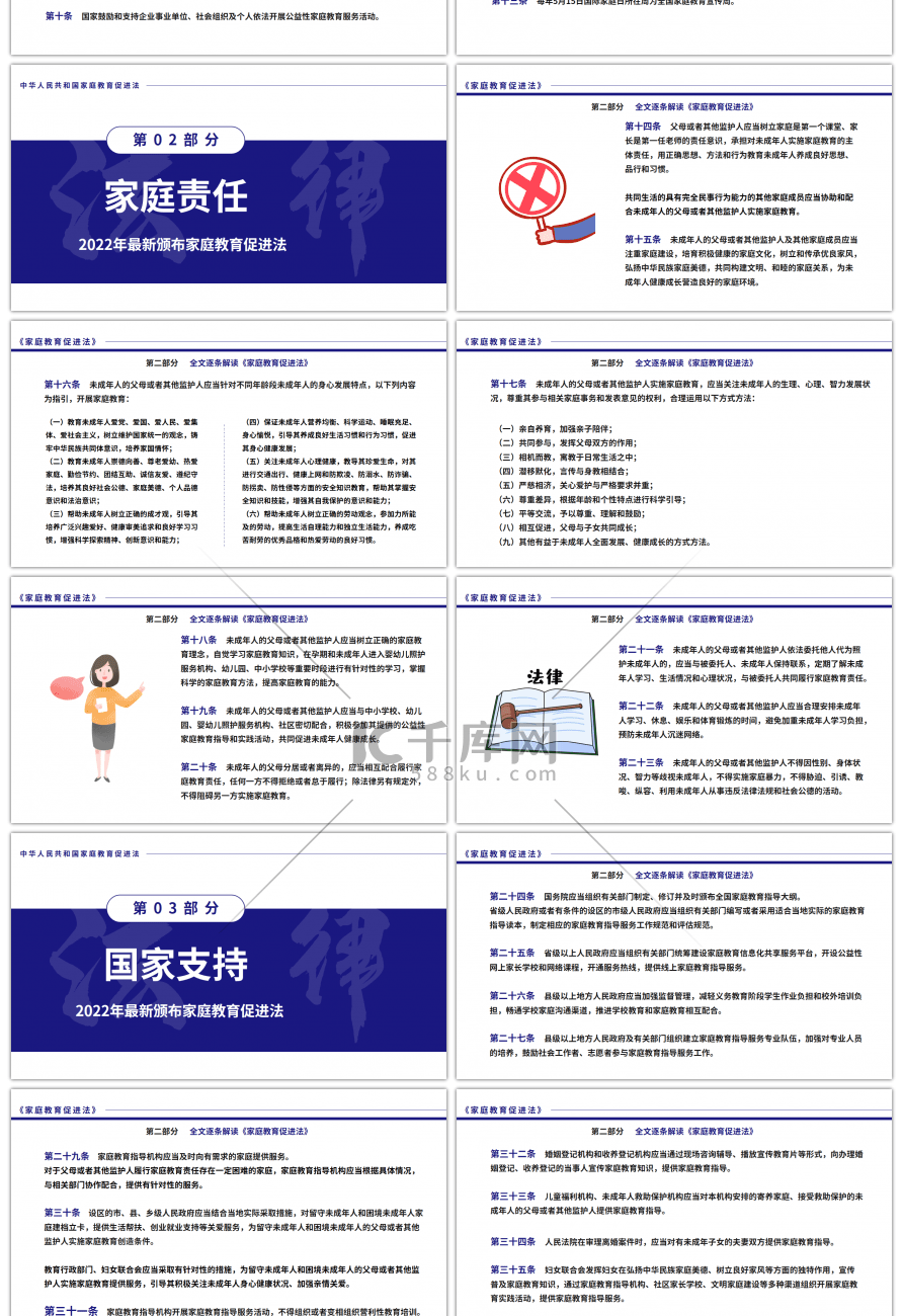 简约大气家庭教育促进法解读PPT模板