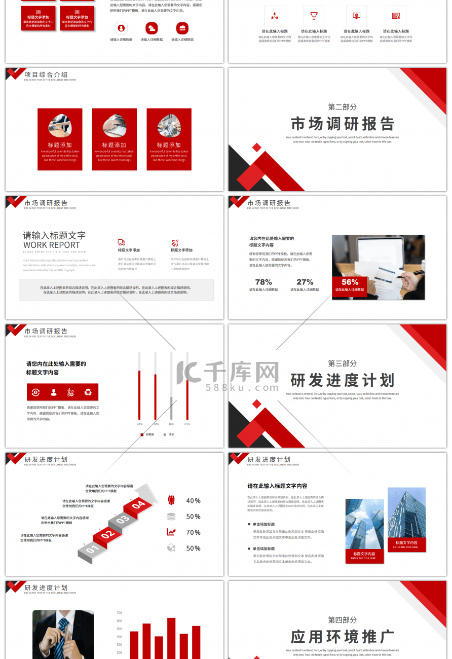 红色商务风商业项目计划书PPT模板