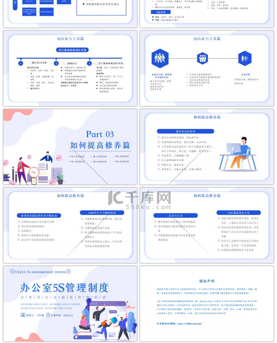 蓝色办公室5s管理制度培训PPT模板