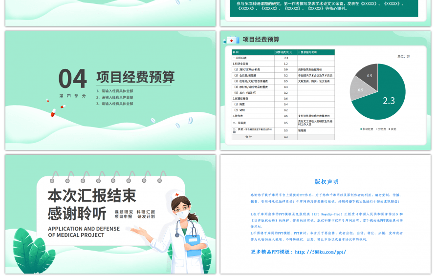 绿色医疗课题项目学术论文PPT模板