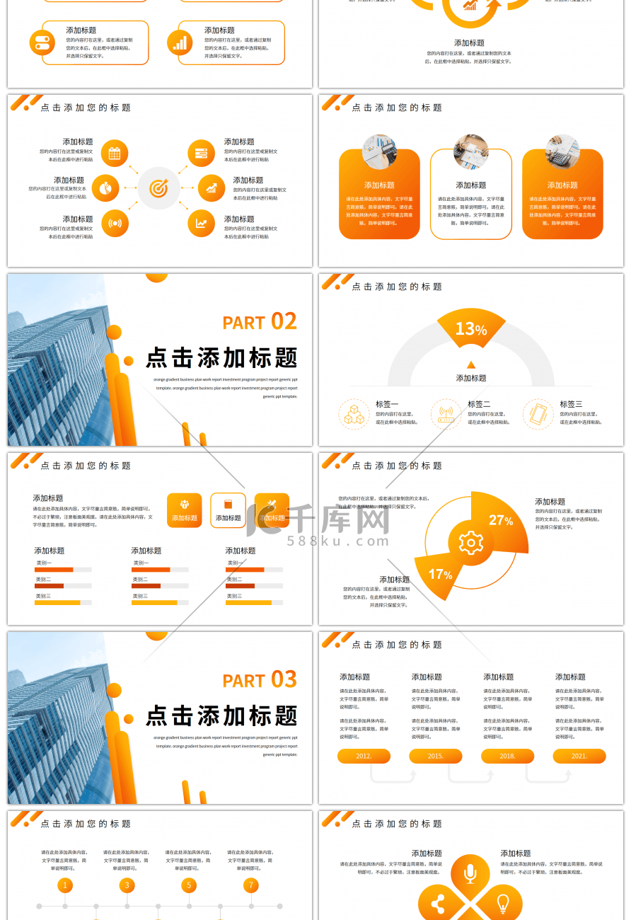 橙色商务简约融资计划项目汇报通用PPT模板