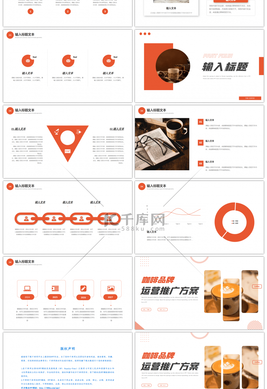 橙色商务咖啡品牌运营推广方案PPT模板