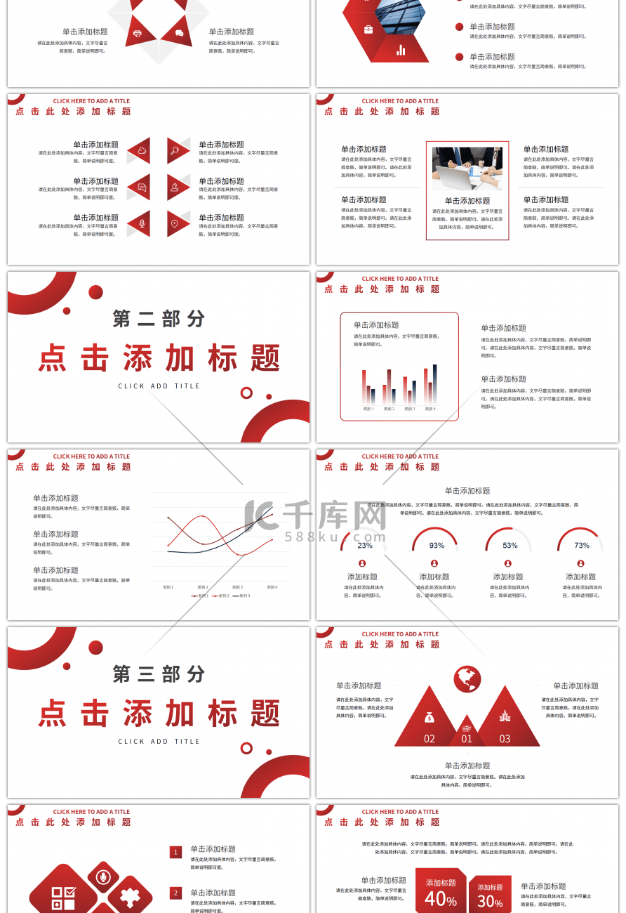 红色渐变商务汇报商业计划书PPT模板