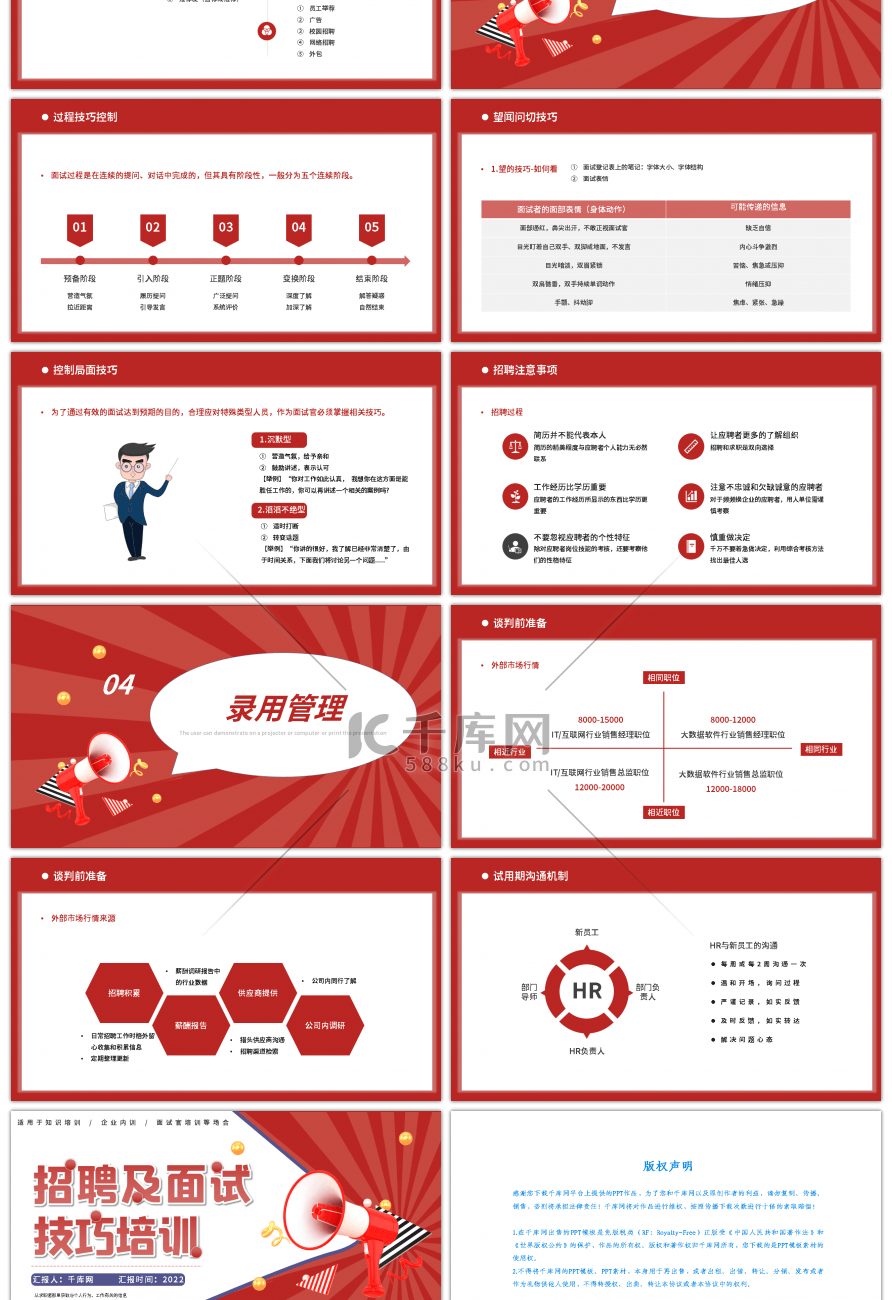 红色招聘面试技巧培训PPT模板