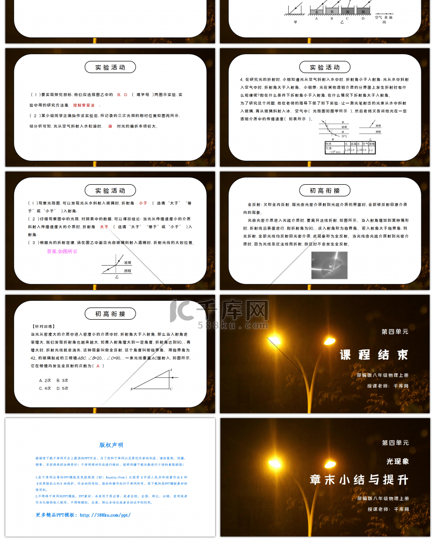 人教版八年级上册物理第四单元《光现象-章末小结与提升》PPT课件