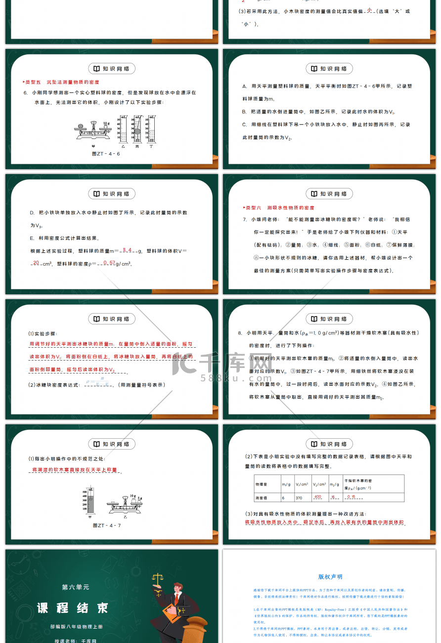 人教版八年级上册物理第六单元《质量与密度-特殊方法测密度》PPT课件