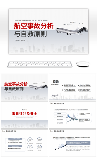 航空事故分析与自救原则培训课件PPT模板