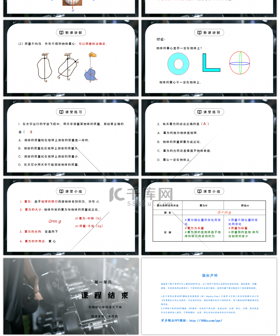 人教版八年级下册物理第一单元《力-重力》PPT课件