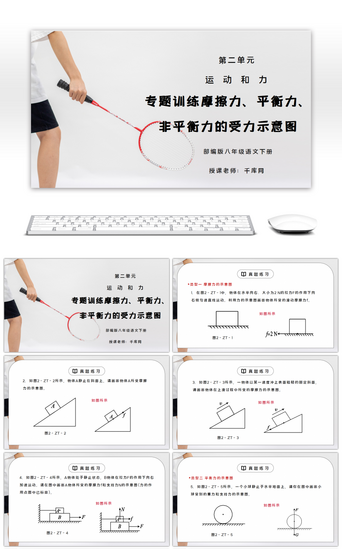 人教版八年级下册物理第二单元《运动和力-摩擦力、平衡力、非平衡力的受力示意图》PPT课件