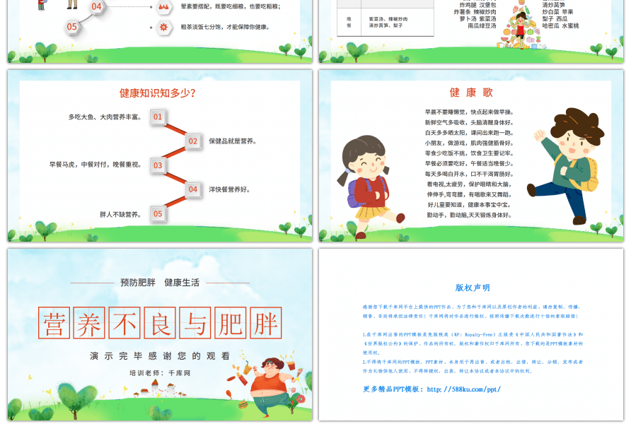 营养不良与肥胖培训l绿色卡通PPT模板