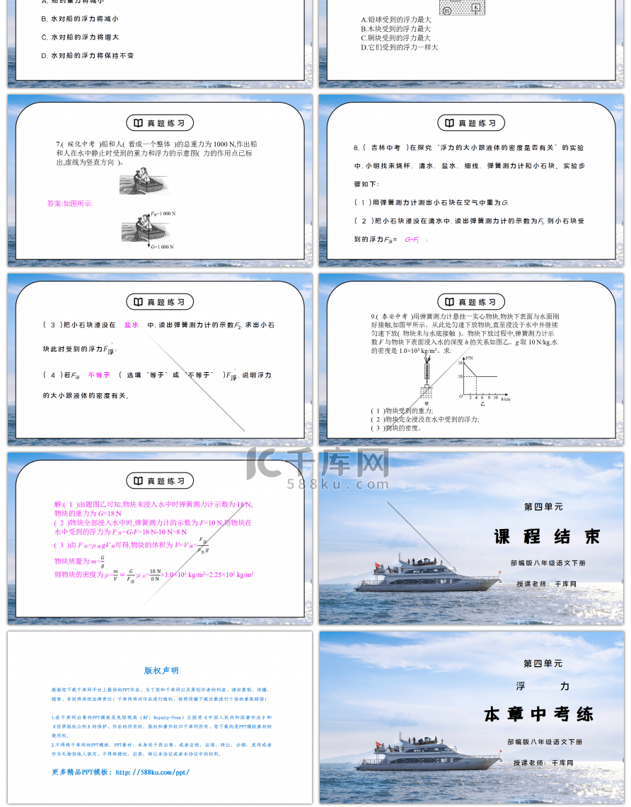 人教版八年级下册物理第四单元《浮力-本章中考练》PPT课件