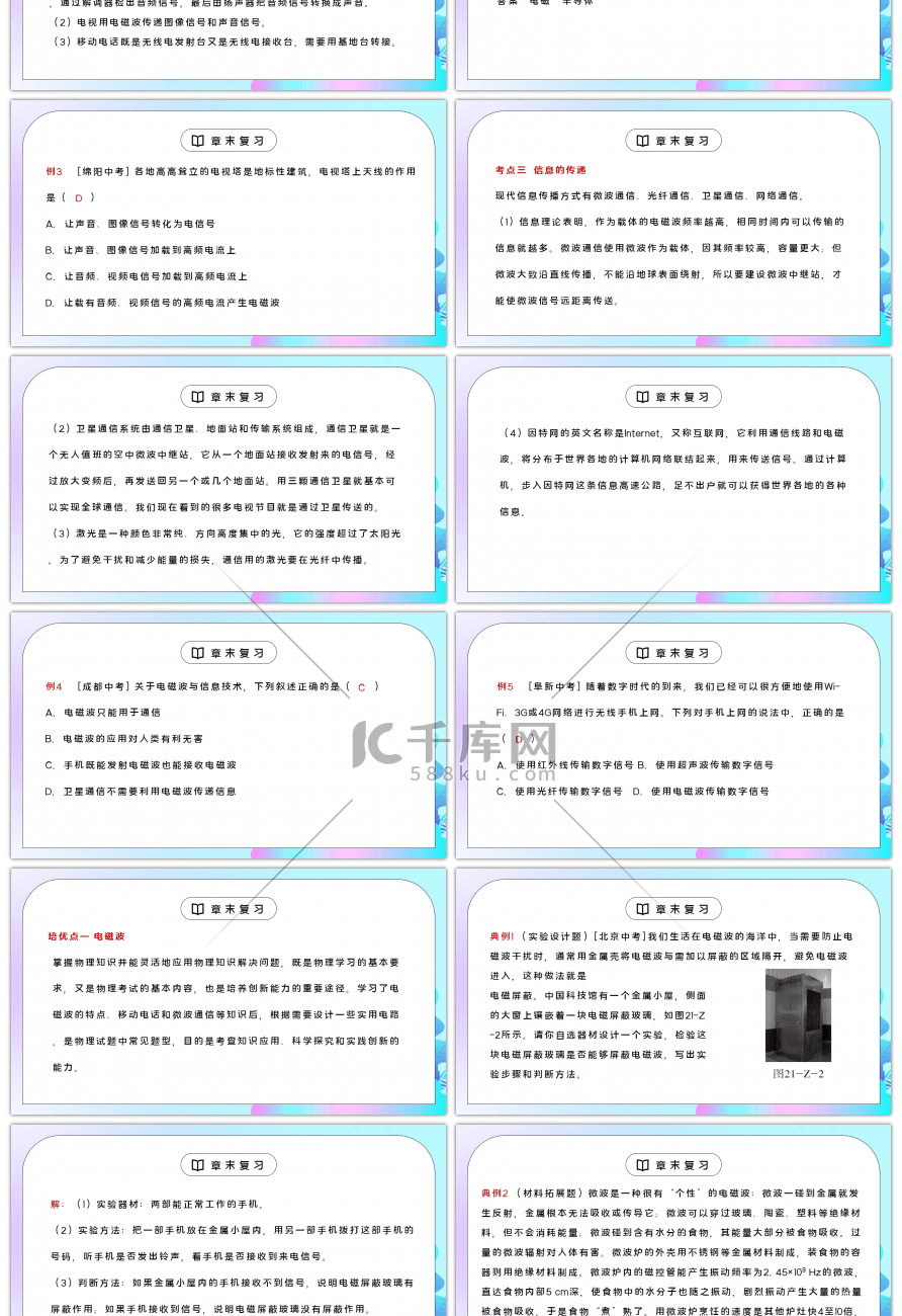 人教版九年级物理第九单元《信息的传递-章末复习》PPT课件