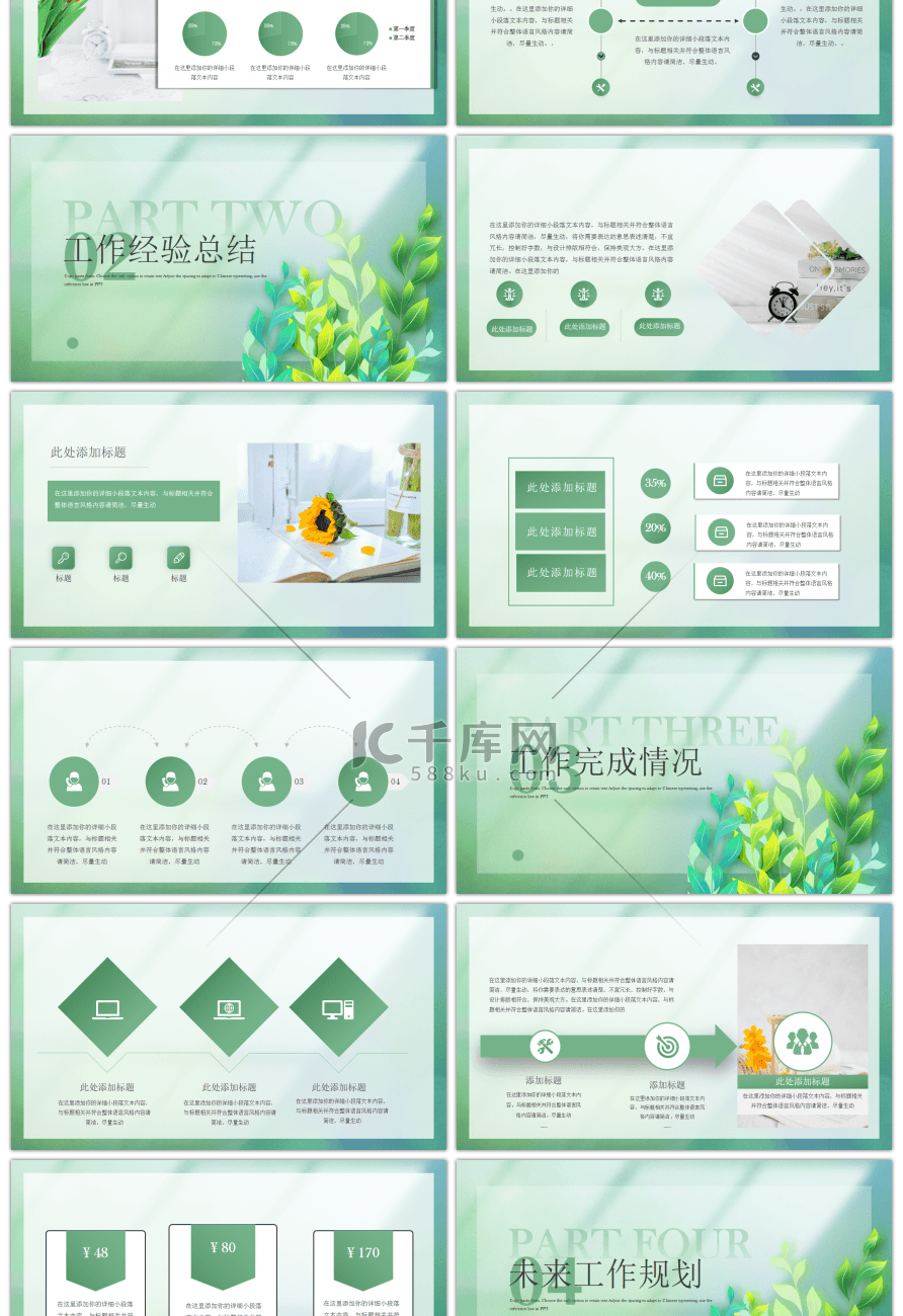 绿色小清新工作述职报告PPT模板