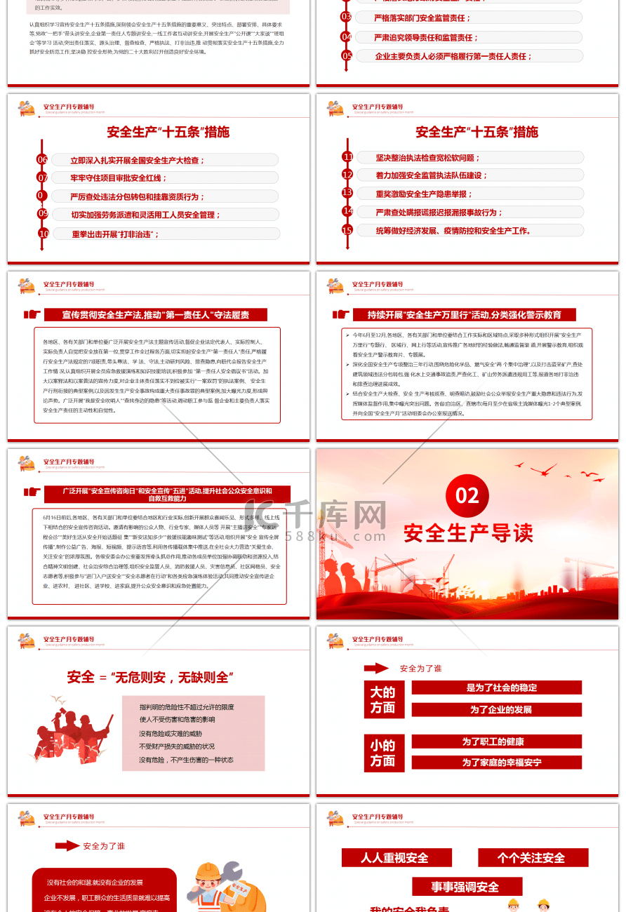 红色简约2022年安全生产月宣传PPT