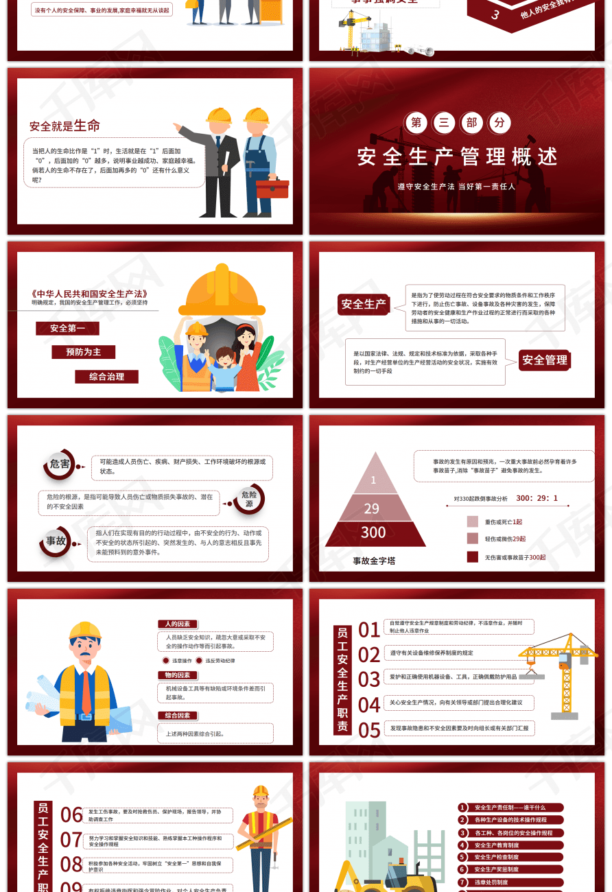 2022年安全生产月红色简约PPT模板