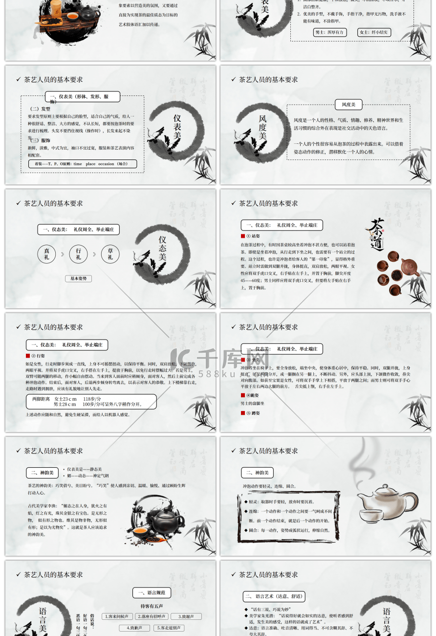 水墨中国风茶艺礼仪培训PPT模板