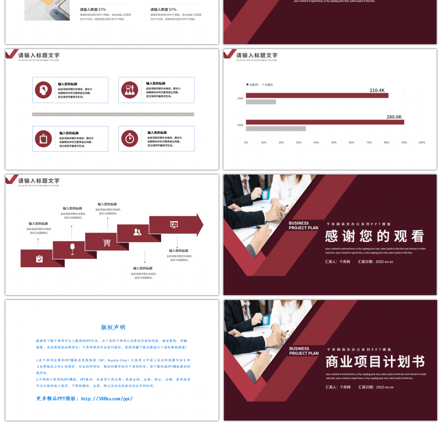红色商务风商业项目计划书PPT模板