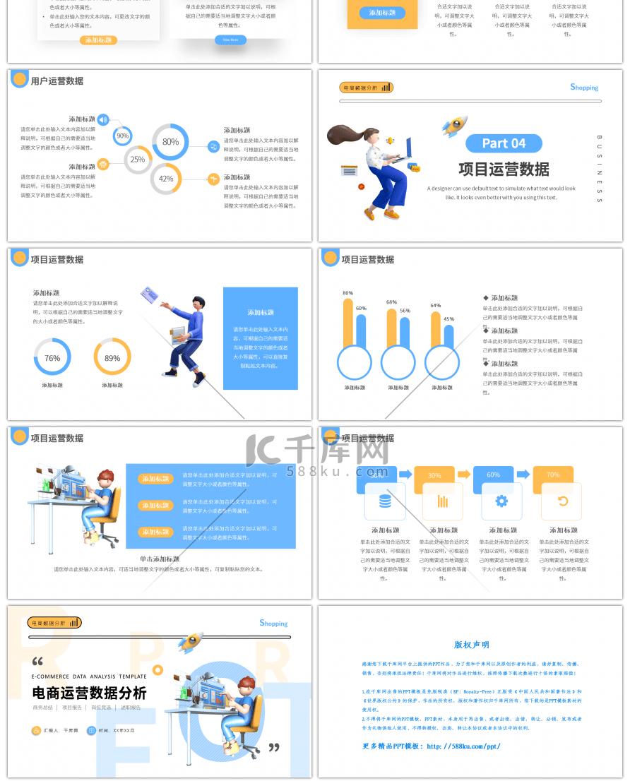 C4D电商运营数据分析PPT模板