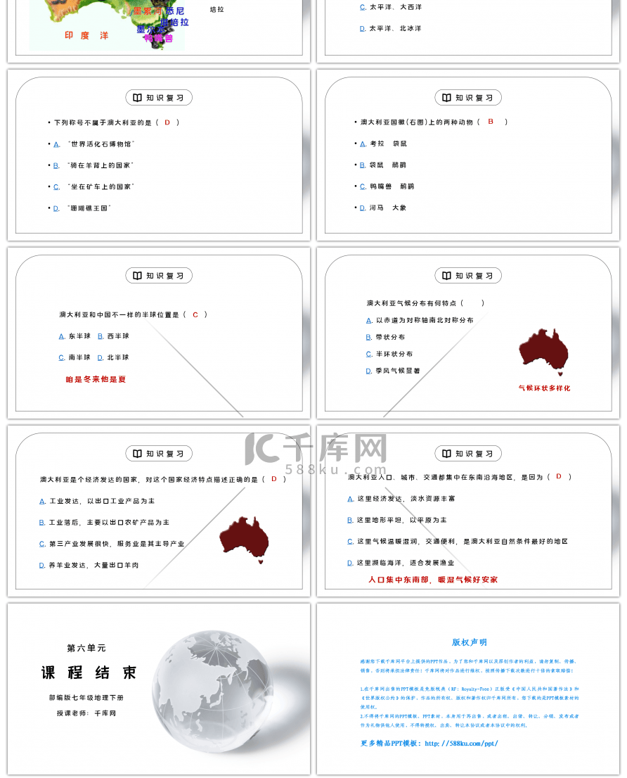 人教版七年级地理下册第六单元《七年级地理下册总复习3》PPT课件