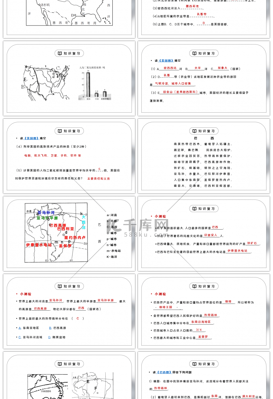 人教版七年级地理下册第六单元《七年级地理下册总复习4》PPT课件