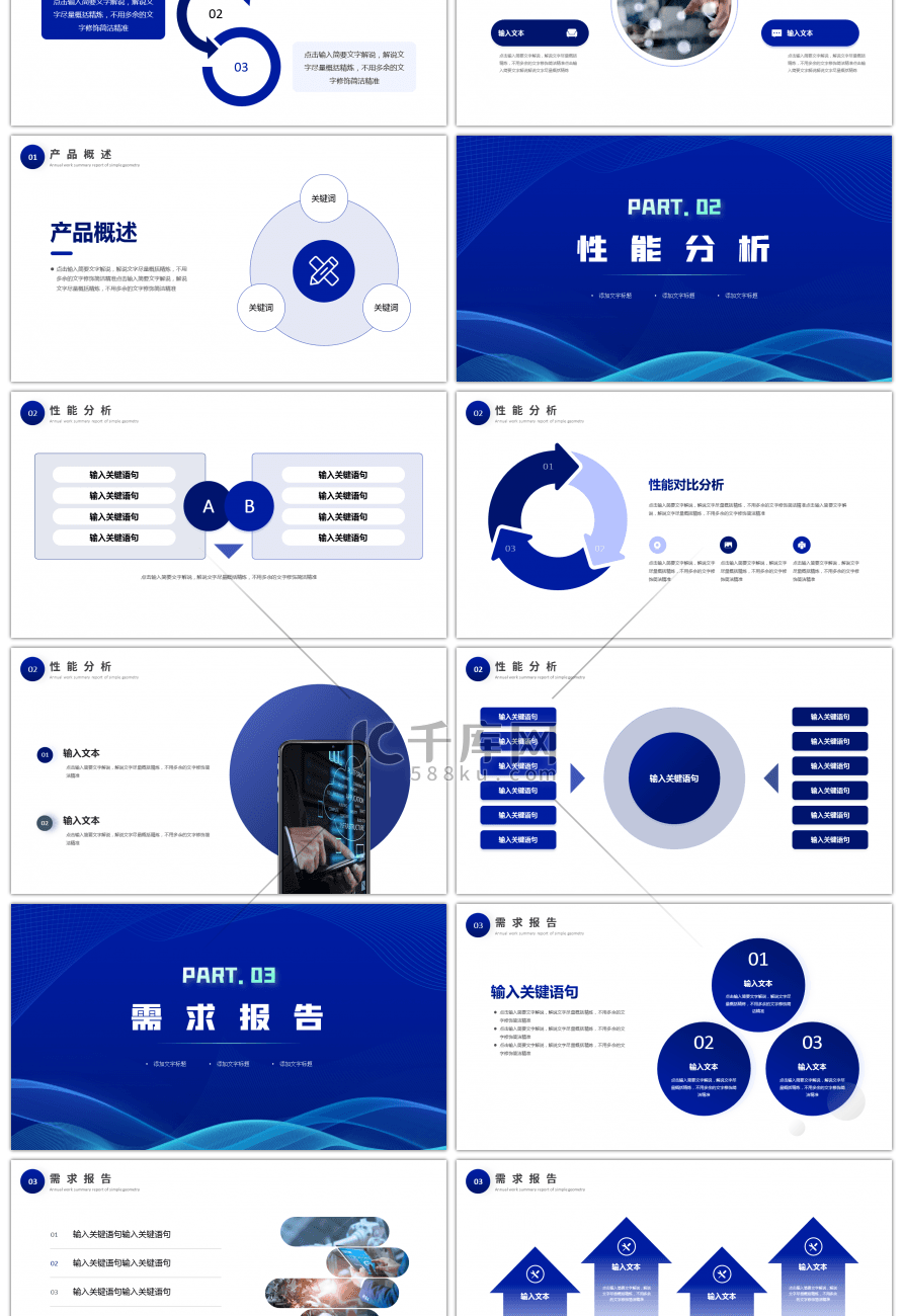 蓝色科技感互联网产品分析报告PPT模板