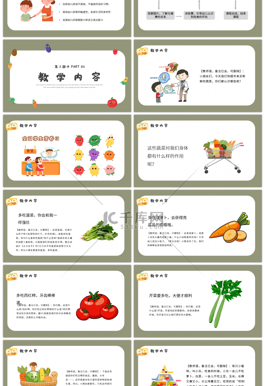 卡通风我不挑食儿童健康饮食班会PPT模板