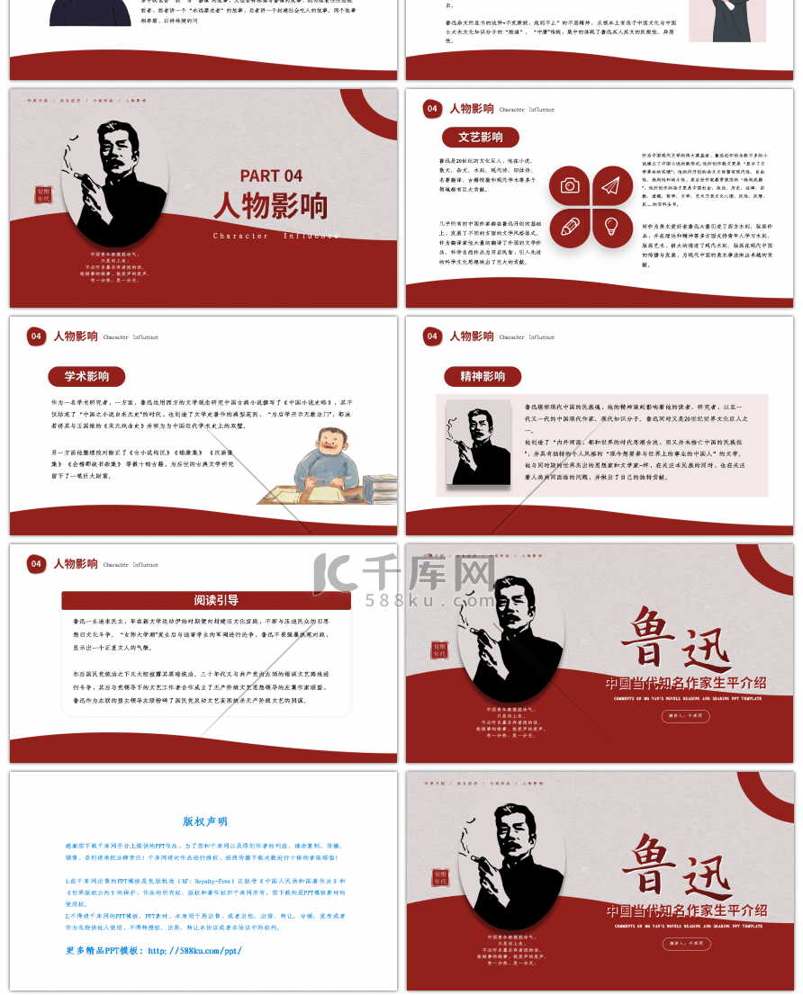 中国当代知名作家鲁迅生平介绍PPT模板