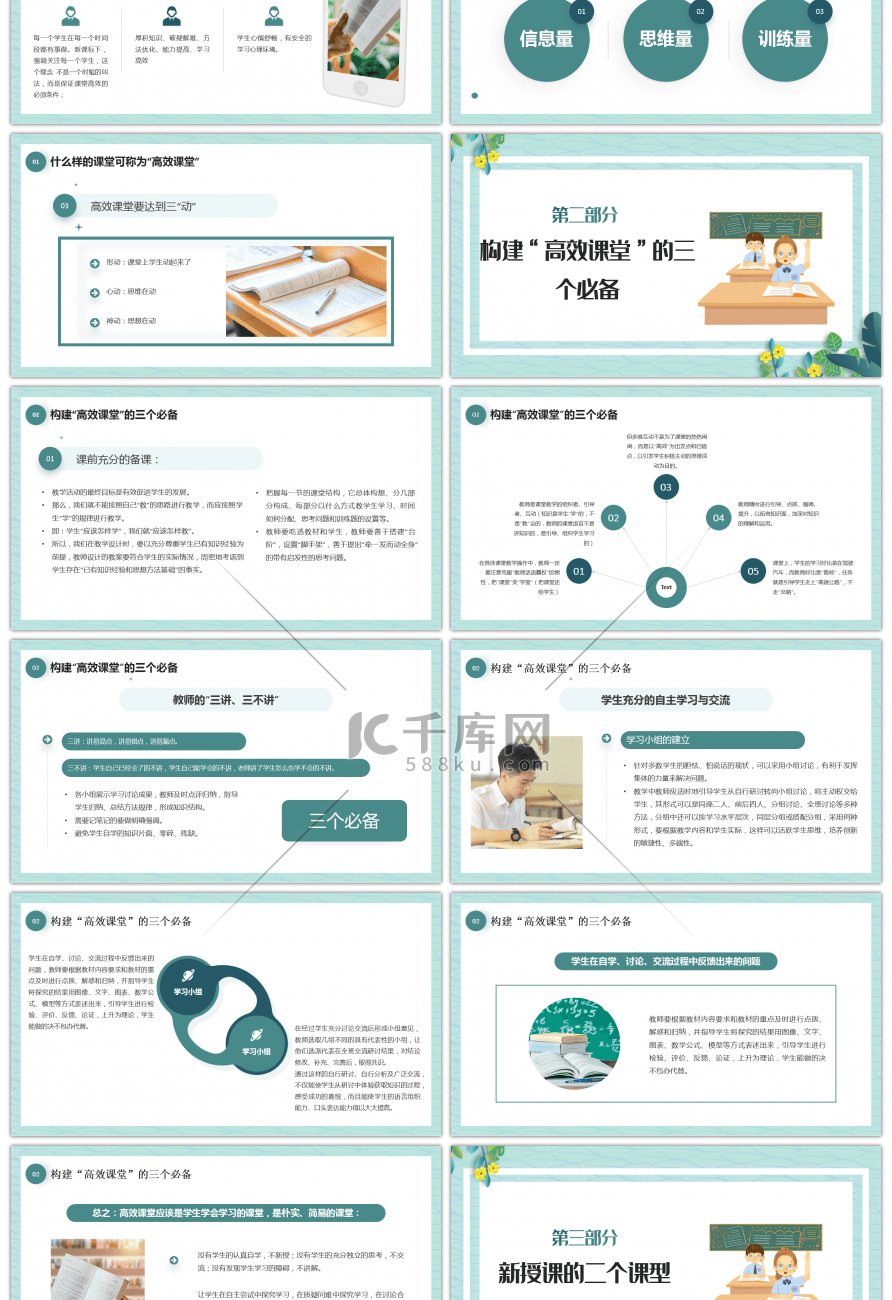 绿色小清新教师提高课堂效率PPT课件