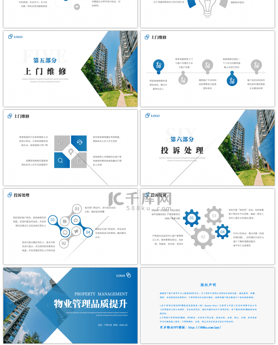 蓝色社区物业管理品质提升培训PPT模板