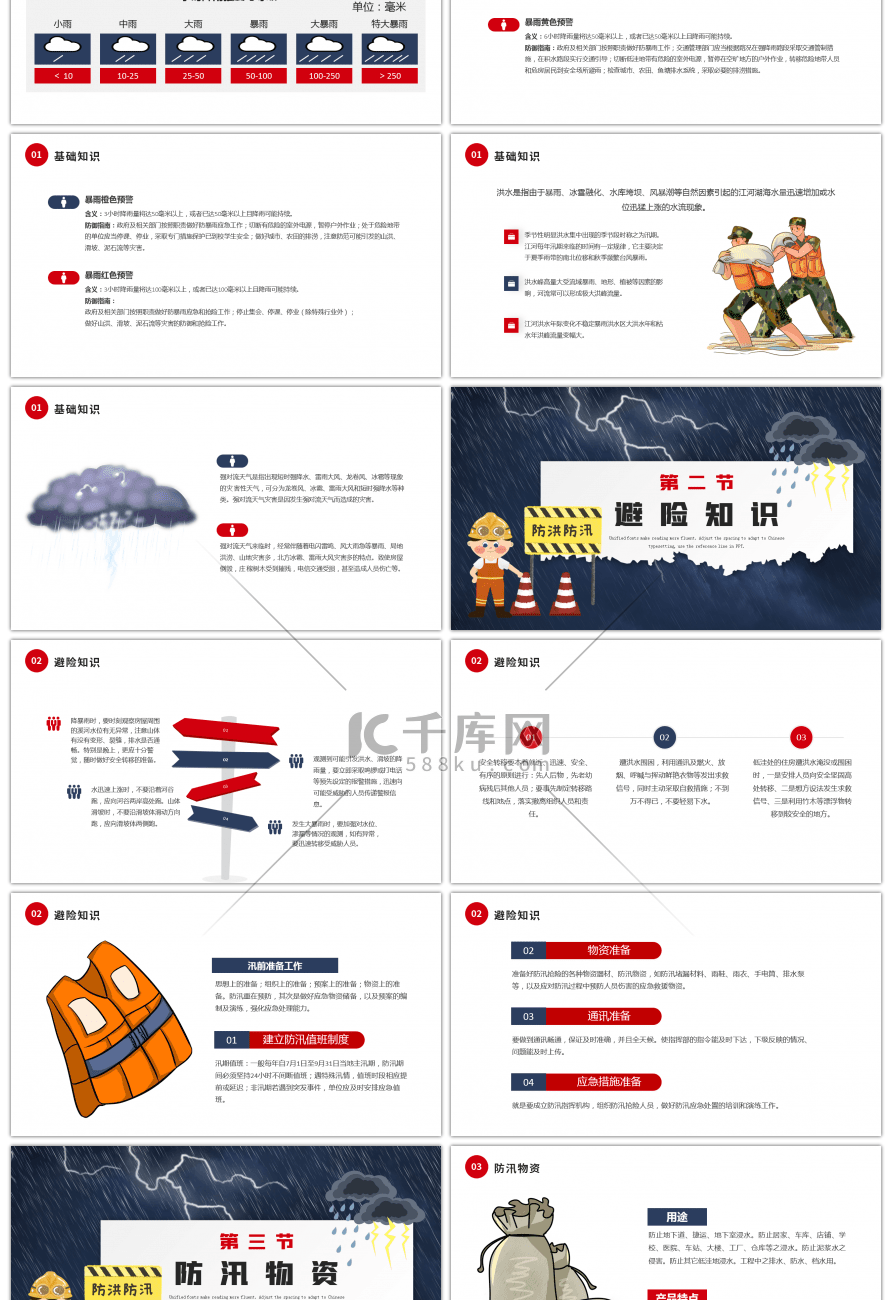 红色卡通防汛知识宣讲PPT课件