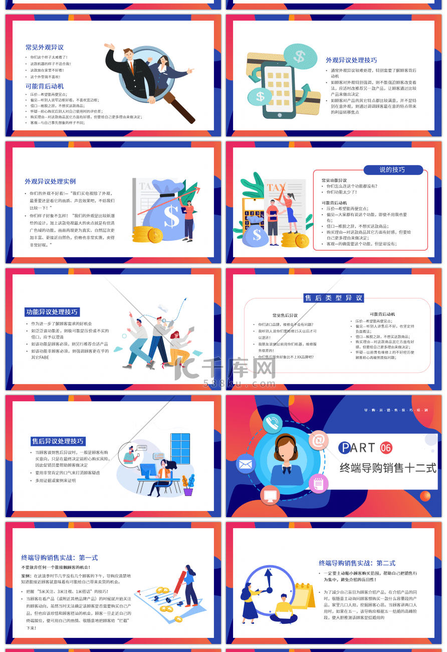 蓝色创意导购员销售技巧培训PPT模板