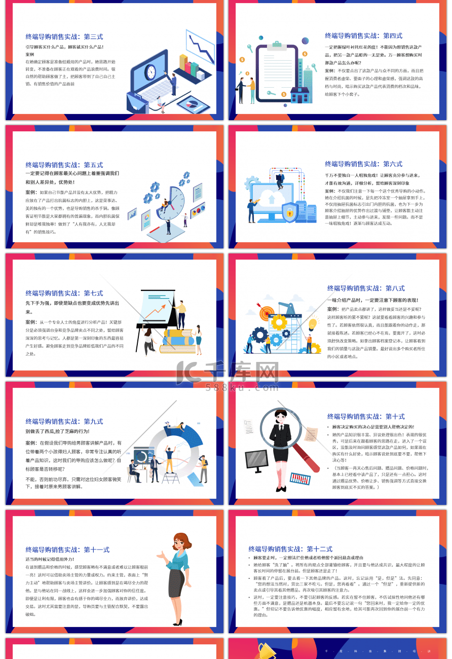 蓝色创意导购员销售技巧培训PPT模板