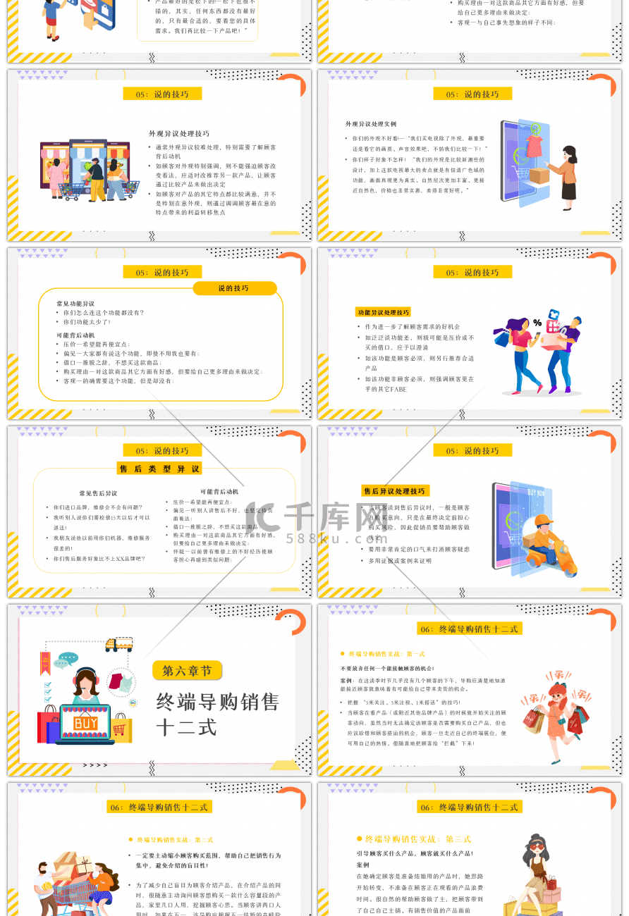 黄色导购员销售技巧（下）PPT模板