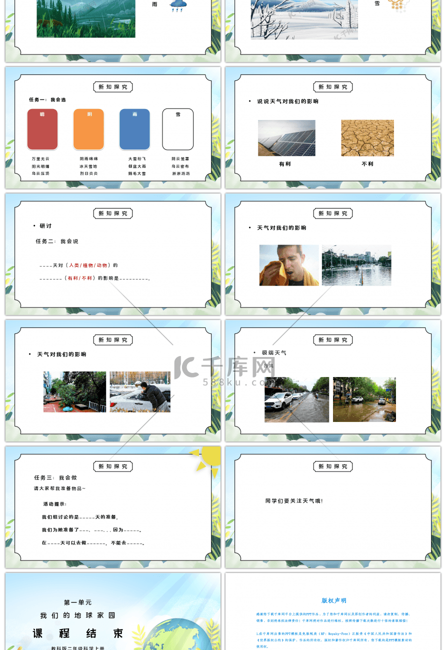 教科版二年级科学上册第一单元《我们的地球家园-各种各样的天气》PPT课件