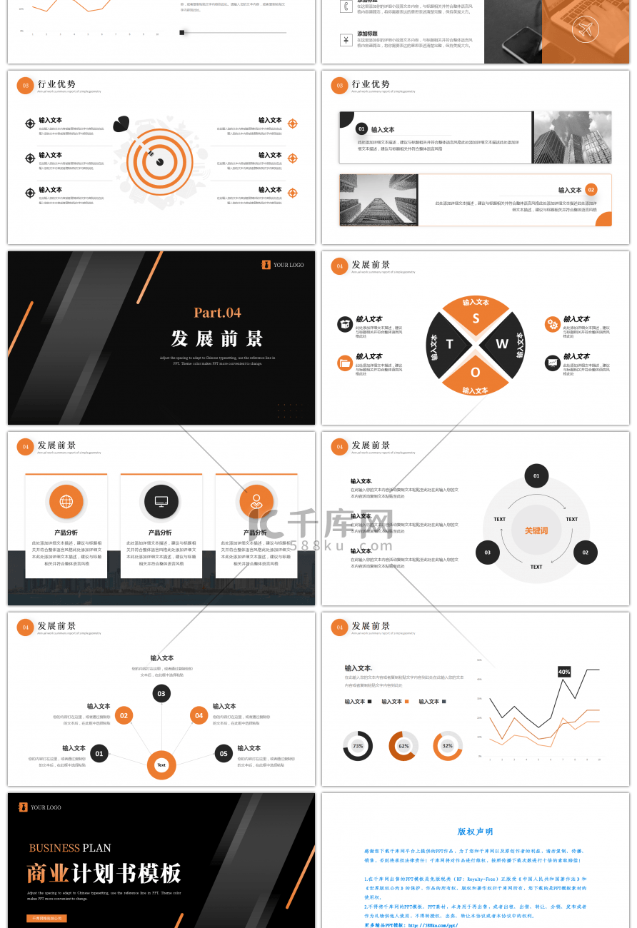 橙色黑色商业计划书PPT模板