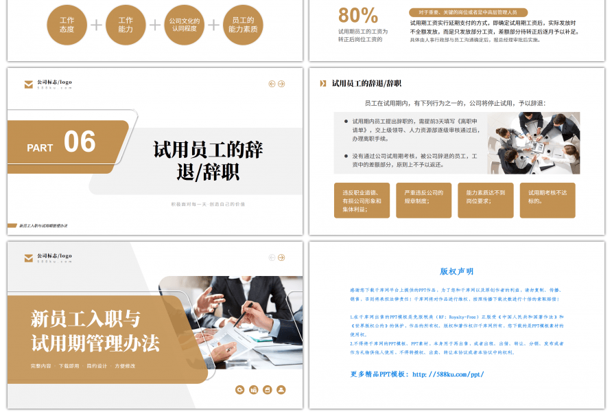 大气商务新员工入职与试用期管理办法PPT