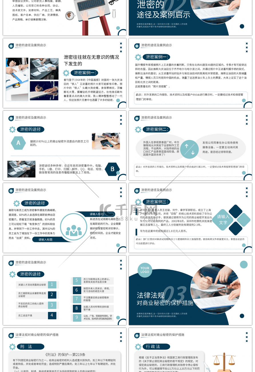 蓝色商务商业公司保密培训PPT模板