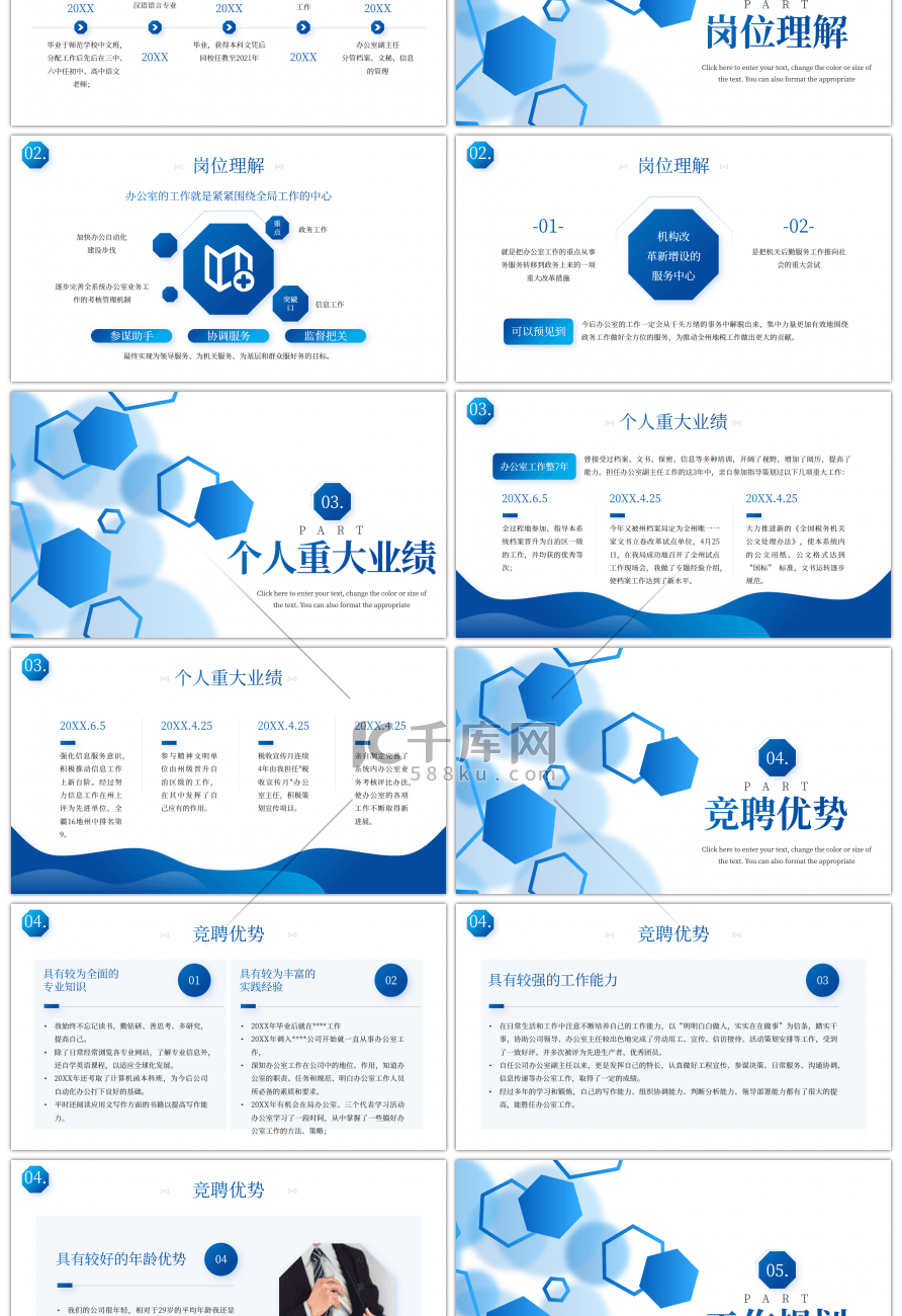 蓝色办公室主任竞聘报告PPT模板