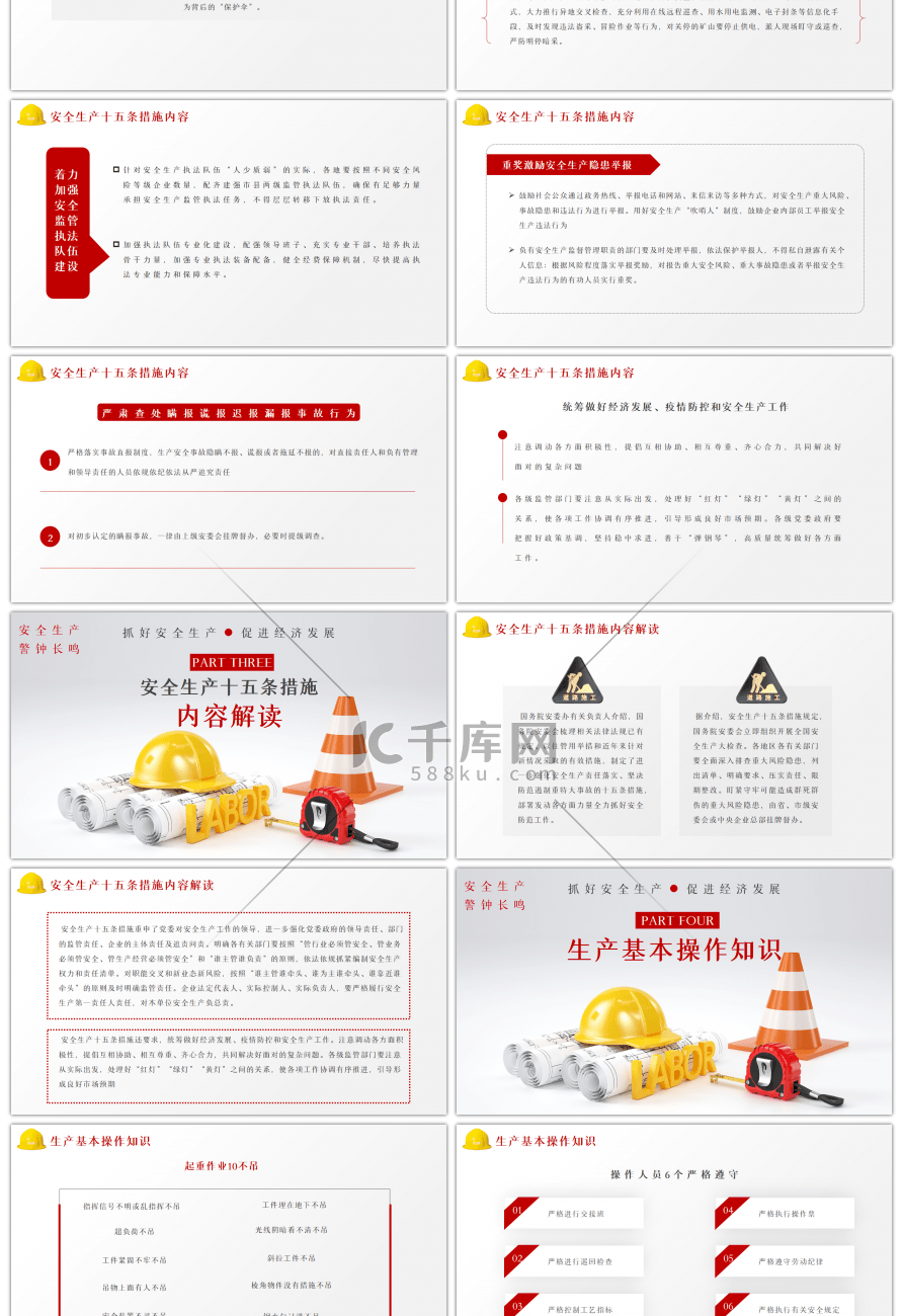 红色安全生产十五条措施PPT模板