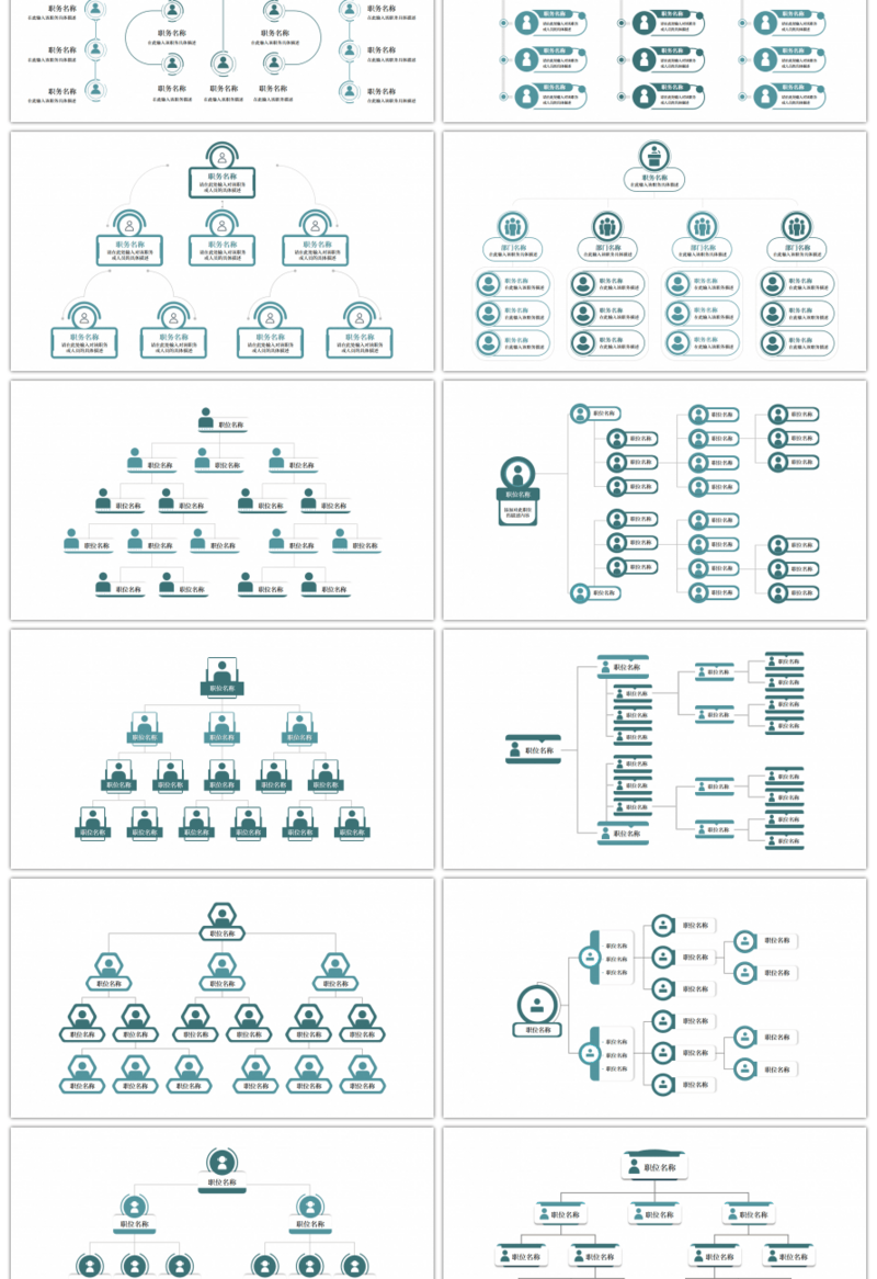 15套绿色组织架构PPT图表合集（一）