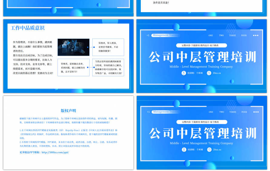 蓝色公司中层管理培训PPT模板
