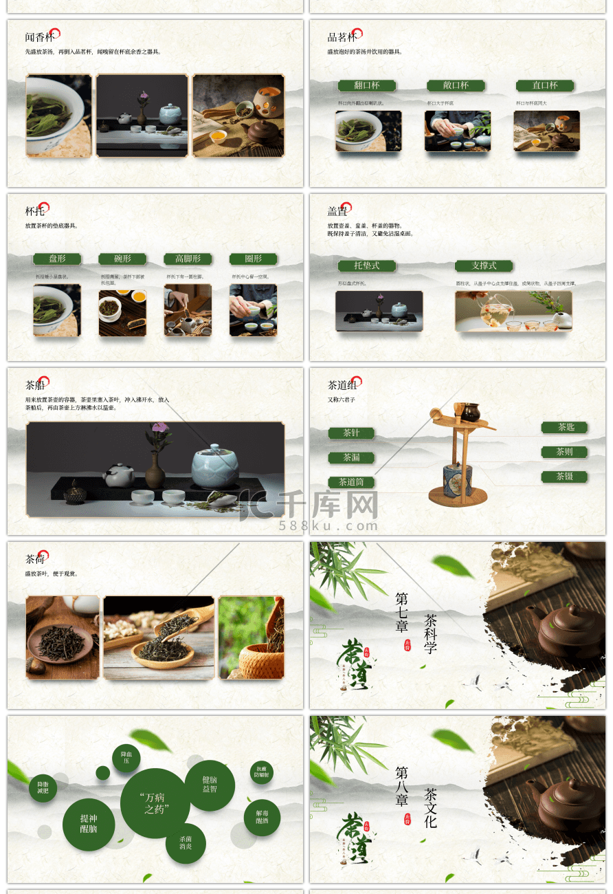 简约中国风茶道茶艺礼仪培训PPT模板