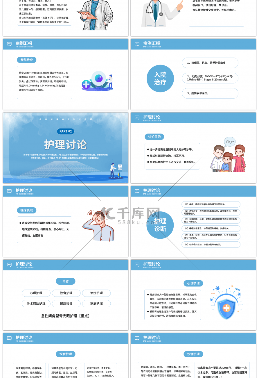 蓝色医院眼科疑难病例讨论PPT模板