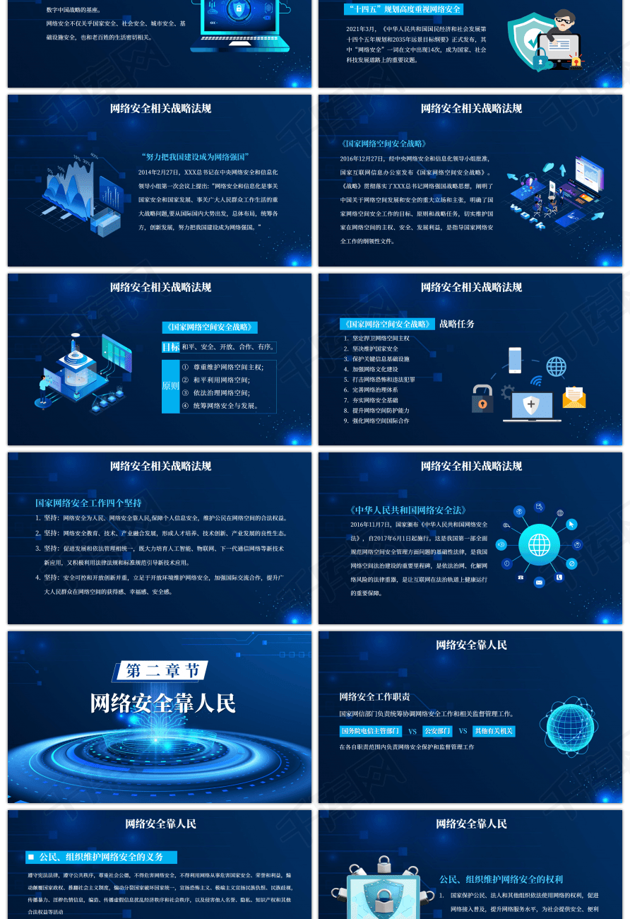 蓝色共同维护网络安全共享文明PPT模板