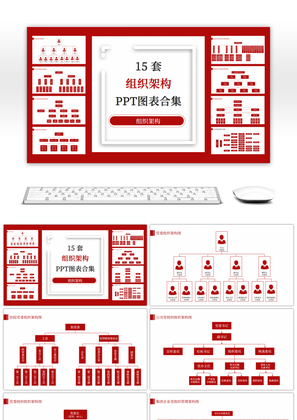 15套红色商务党务组织架构PPT图表合集