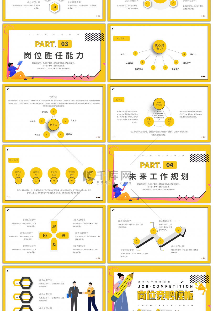 黄色孟菲斯创意岗位竞聘PPT模板