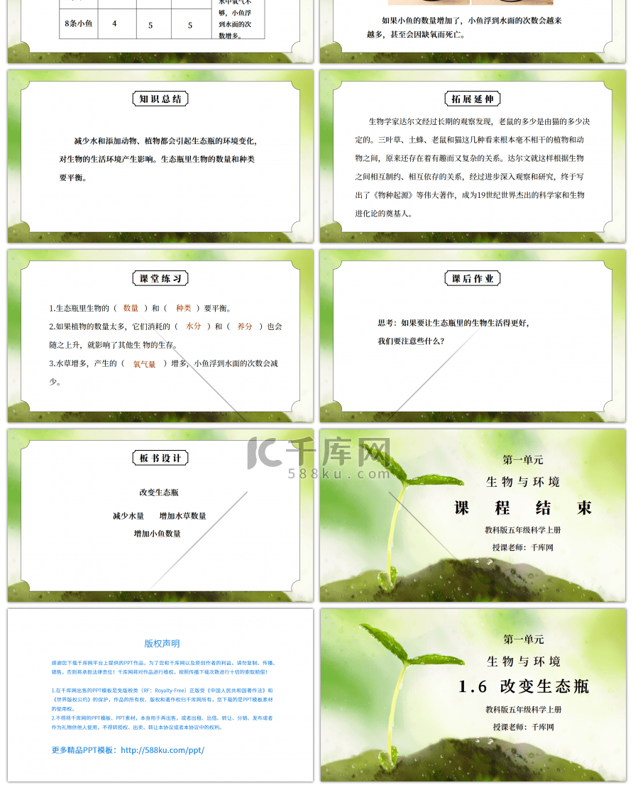 教科版五年级科学上册第一单元《生物与环境-改变生态瓶》PPT课件