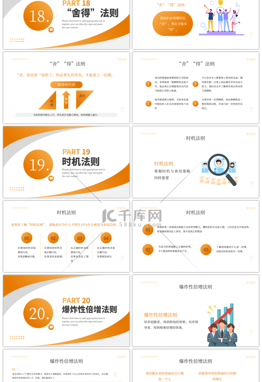 橙色员工培训领导力21法则PPT模板