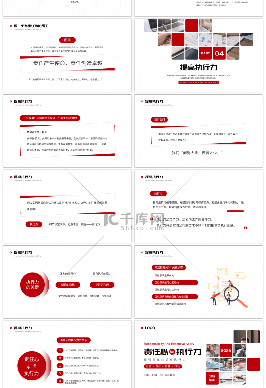 红色系大气商务责任心与执行力企业培训PP